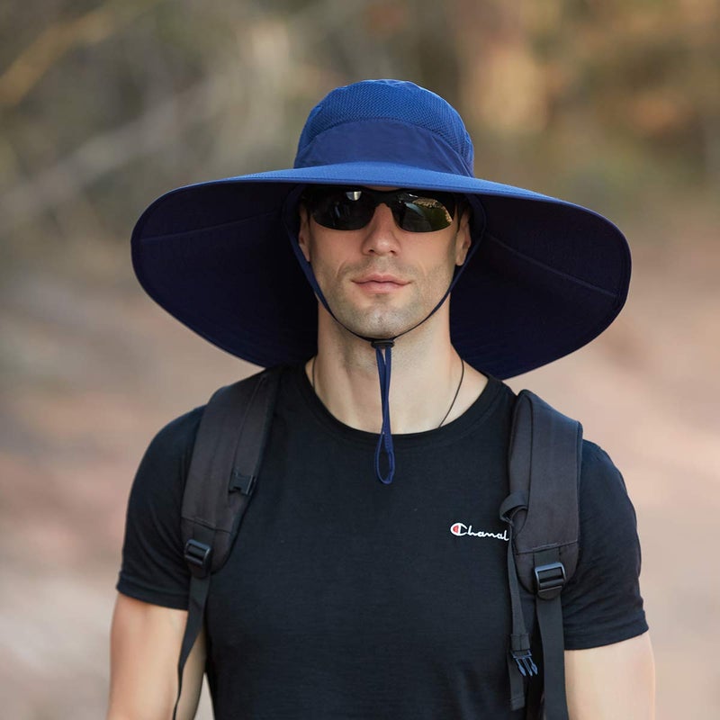 Leotruny Super Wide Brim Bucket Hat UPF50+ Waterproof Sun Hat for Fishing Hiking Camping (C06-Navy Blue) - Image 2